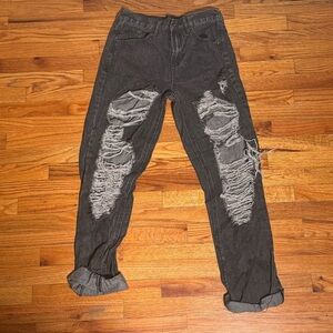 Fashion Nova Charcoal Distressed Jeans for Men